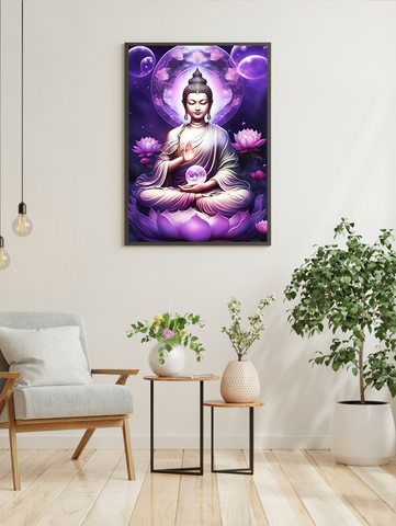 💜 Broderie Diamant Bouddha Énergie Cosmique