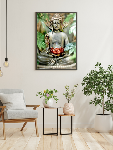 🌿 Broderie Diamant Bouddha Lotus Sacré