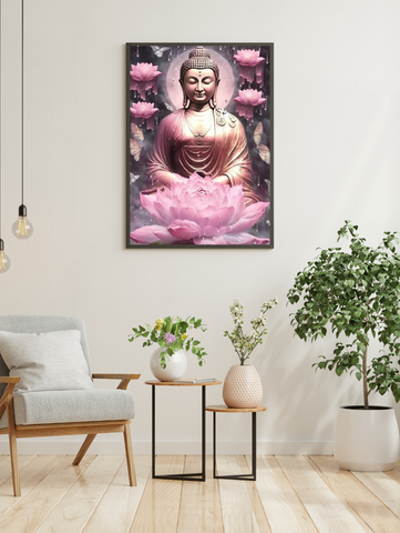 🌺 Broderie Diamant Bouddha Lotus Céleste