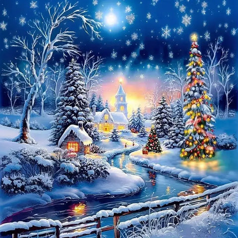 🎄 Broderie Diamant - Village de Noël Magique ❄️