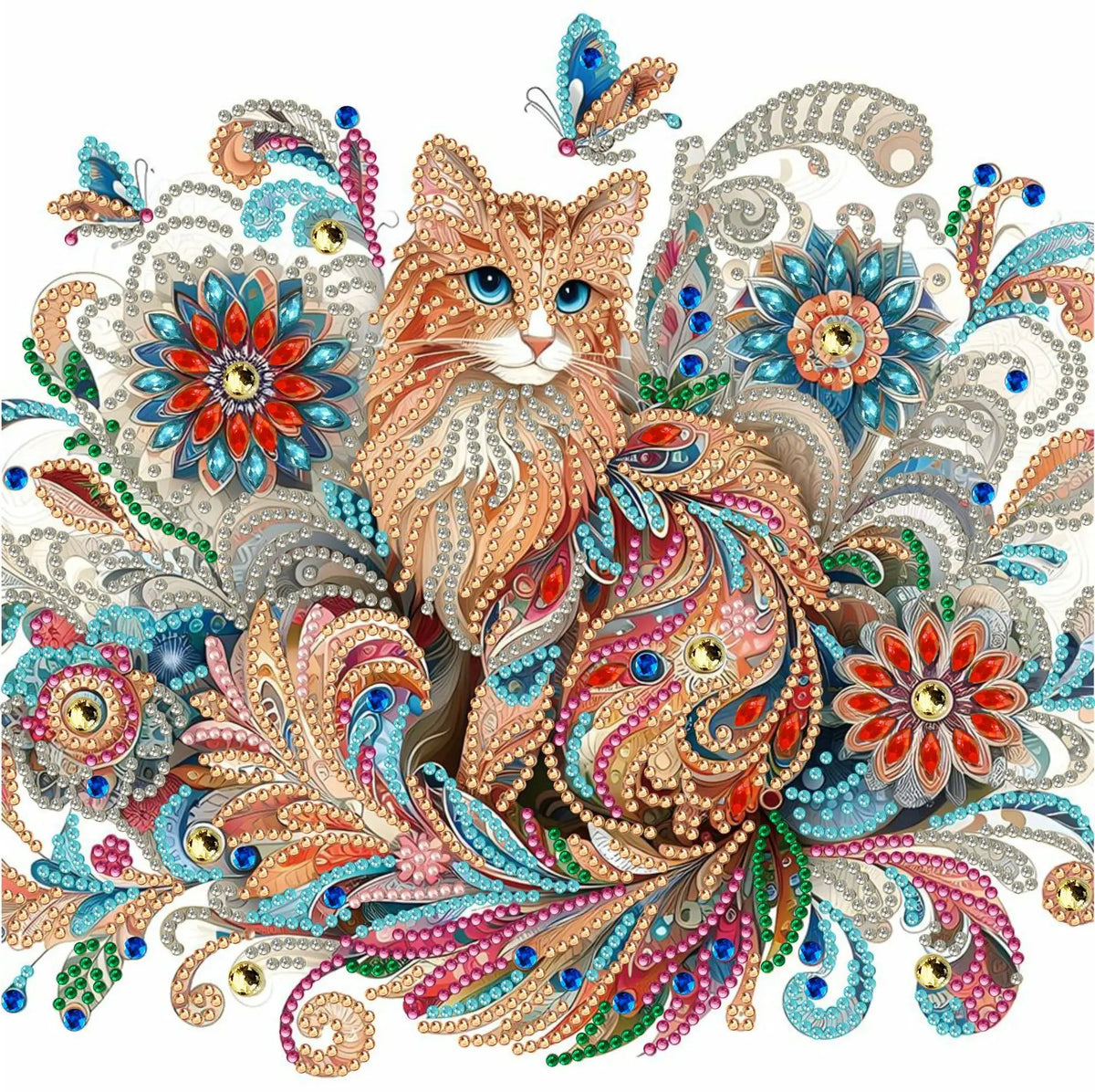 🐾 Broderie Diamant - Chat Élégant en Arabesques 🎨