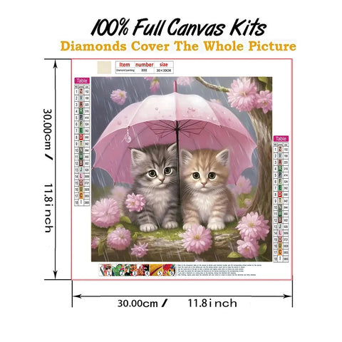 1 piece Two little kittens DIY diamond painting, DIY diamond painting set accessories, suitable for home living