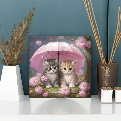 1 piece Two little kittens DIY diamond painting, DIY diamond painting set accessories, suitable for home living