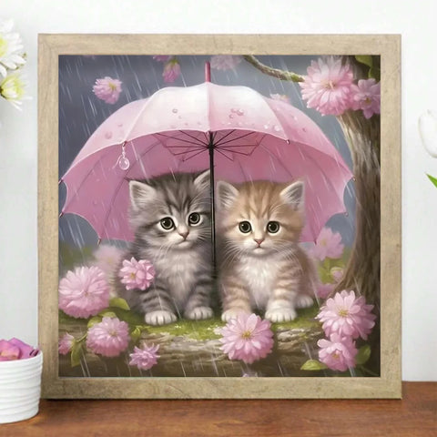 1 piece Two little kittens DIY diamond painting, DIY diamond painting set accessories, suitable for home living