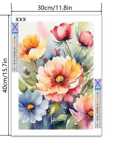 🌸 Broderie Diamant - Fleurs Aquarelle