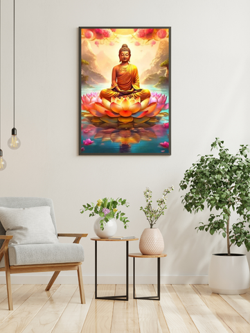 💛 Broderie Diamant Bouddha Lotus Doré